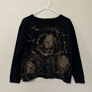 Hanes Black Soft cropped tie-dye Sweatshirt